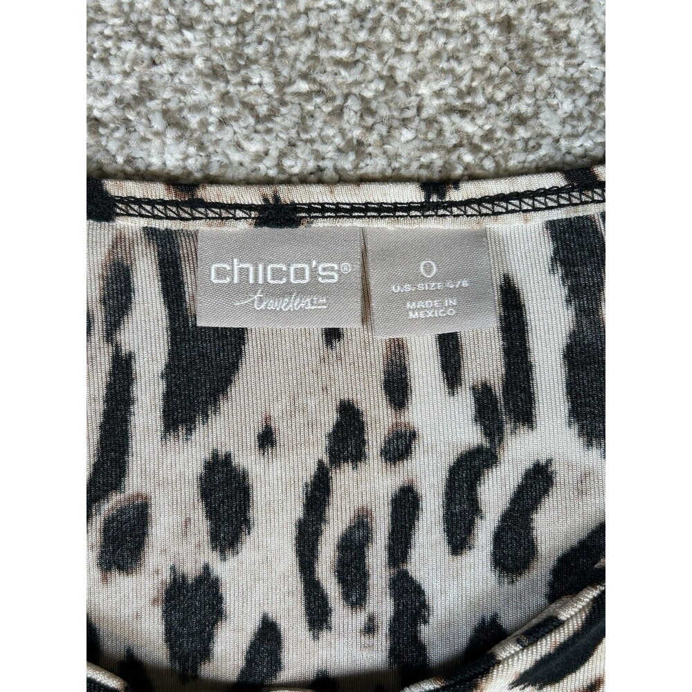 Chico's V-Neck  Leopard/Animal Print  Mob Wife  top Women's‎ sz 0 / US sz 4/6 - Picture 2 of 6